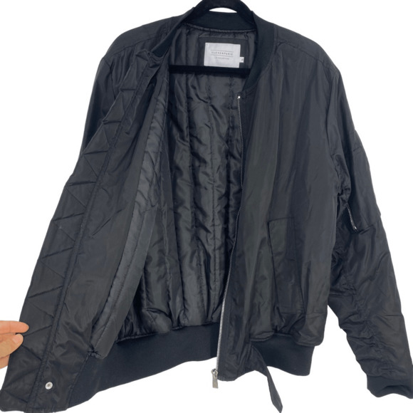 Eleven Paris Mens Bomber Jacket Size XL Black Grunge Lagenlook - Picture 3 of 8